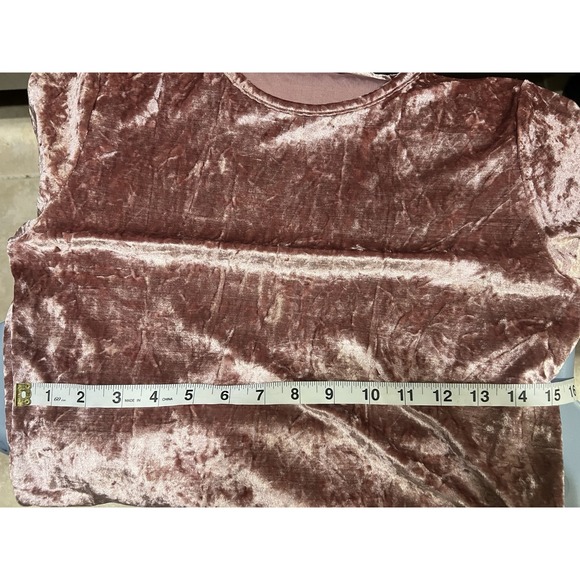 R. Vivimos Crushed Velvet Tunic Dress Short Sleeve Pink Women's Size M - Picture 6 of 6
